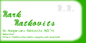 mark matkovits business card